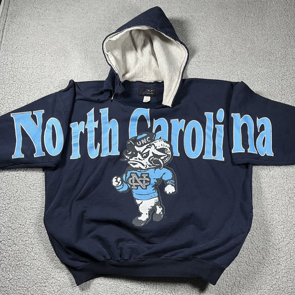 North Carolina Tar Heels Hoodie Mens XL Spellout Sweatshirt Vintage Pullover UNC